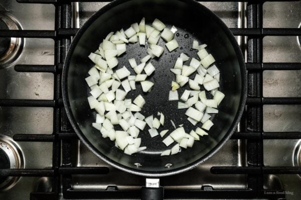 frying onions for mexican rice | sharefavoritefood.com