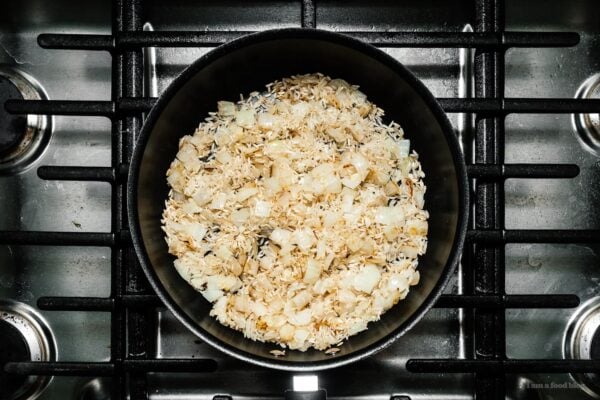toasting rice for mexican rice | sharefavoritefood.com