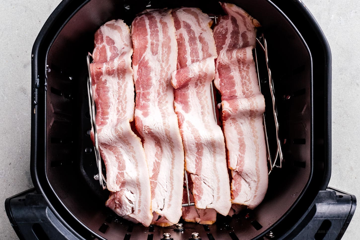 bacon on air fryer racks | sharefavoritefood.com