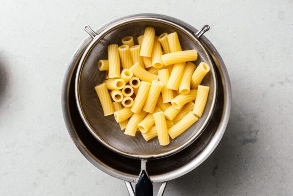 cooked and drained rigatoni pasta | sharefavoritefood.com